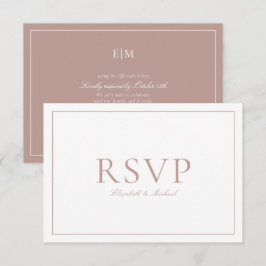 QR-Code Elegant Dusty Rose Monogram Wedding RSVP Karte
