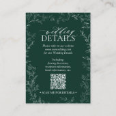 QR-Code Elegant Emerald Green Leaf Hochzeitsdetail Begleitkarte (Rückseite)