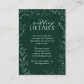 QR-Code Elegant Emerald Green Leaf Hochzeitsdetail Begleitkarte (Vorderseite)