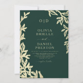 QR Code Elegant Emerald Green Monogram Wedding Einladung (Vorderseite)