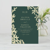 QR Code Elegant Emerald Green Monogram Wedding Einladung (Stehend Vorderseite)