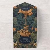 QR Code Elegant Floral Art Nouveau Wedding All In One Einladung (Außenbereich)