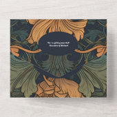 QR Code Elegant Floral Art Nouveau Wedding All In One Einladung (Rückseite)