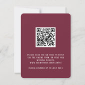 QR Code elegant floralbordeauxrot RSVP Karte (Rückseite)