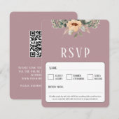 QR Code elegant florenrosa RSVP Karte (Vorne/Hinten)