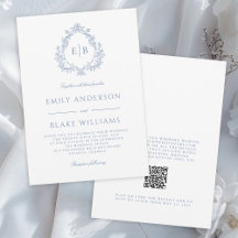 QR Code Elegant Formal Dusty Blue Wedding Wappen