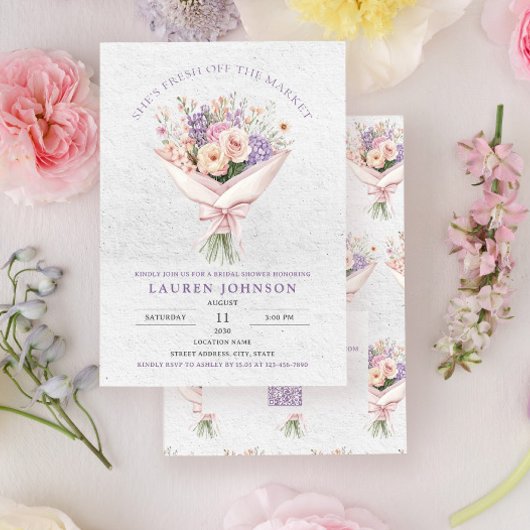 QR Code Elegant Fresh Off the Market Floral Bridal Einladung