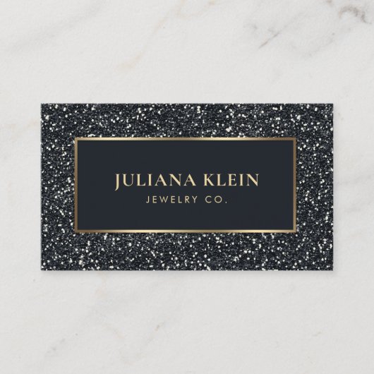 QR-Code-Elegant für Schwarzen Glitzer Visitenkarte (Vorderseite)