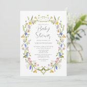 QR-Code Elegant Gender Neutral Floral Baby Shower Einladung (Stehend Vorderseite)