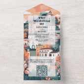 QR Code Elegant Italy Capri Destination Wedding All In One Einladung (Innen Boden)