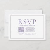 QR Code Elegant Lilac Lavender Classic Script RSVP Karte (Vorderseite)