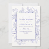 QR Code Elegant Lilac Lavender Floral Wedding Einladung (Vorderseite)