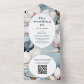 QR Code Elegant Magnolia Wedding All In One Einladung (Innen Boden)