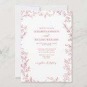 QR Code Elegant Minimal Leaf Vivid Magenta Wedding Einladung (Vorderseite)