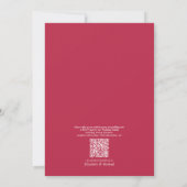 QR Code Elegant Minimal Leaf Vivid Magenta Wedding Einladung (Rückseite)