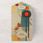 QR Code Elegant Mitte Jahrhunderts Blumenzehen All In One Einladung (Außenbereich)