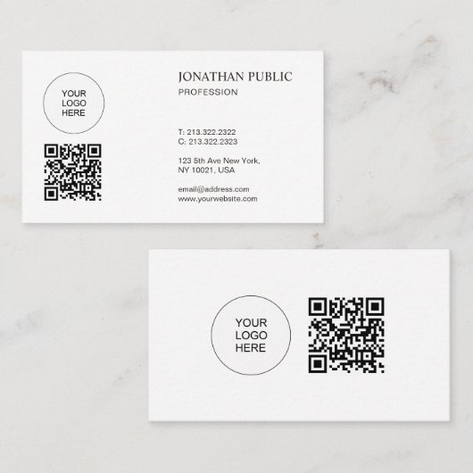 QR-Code Elegant Modern Einfache Unternehmenslogo-H Visitenkarte (Vorne/Hinten)