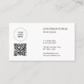 QR Code Elegant Modern Simple Upload Company Logo Visitenkarte (Vorderseite)