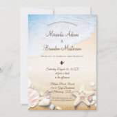QR Code Elegant Modern Starfish Beach Wedding Einladung (Vorderseite)