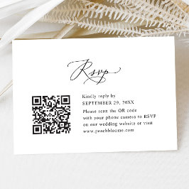QR Code Elegant Moderne Kalligrafie Script Hochzei RSVP Karte