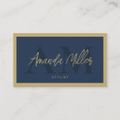 QR Code Elegant Moderne Monogramm-Initialen Visitenkarte (Vorderseite)