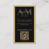 QR Code Elegant Moderne Monogramm-Initialen Visitenkarte (Rückseite)