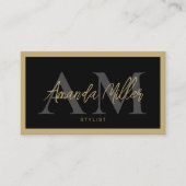 QR Code Elegant Moderne Monogramm-Initialen Visitenkarte (Vorderseite)