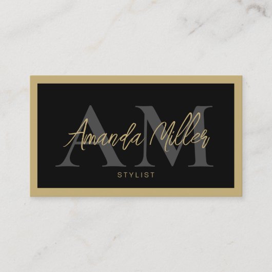 QR Code Elegant Moderne Monogramm-Initialen Visitenkarte (Vorderseite)