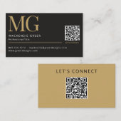 QR Code Elegant Modernes, Berufliches Mit Monogram Visitenkarte (Vorne/Hinten)