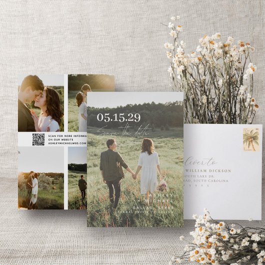QR Code Elegant Overlay Moderne Typografie 5 Foto Save The Date