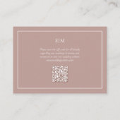 QR-Code Elegant Rosa Monogramm Hochzeitsdetails Begleitkarte (Rückseite)
