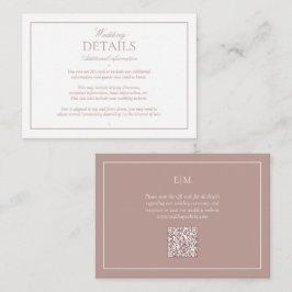 QR-Code Elegant Rosa Monogramm Hochzeitsdetails Begleitkarte