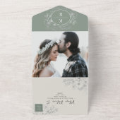 QR Code Elegant Sage Green Wedding All In One Einladung (Außenbereich)