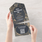QR Code Elegant Silver Gold Celestial Wedding All In One Einladung (Abreißen)