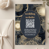 qr code Elegant Silver Gold Celestial Wedding Begleitkarte