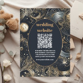 qr code Elegant Silver Gold Celestial Wedding Begleitkarte