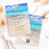 QR Code Elegant Tropical Beach Wedding All in One Einladung