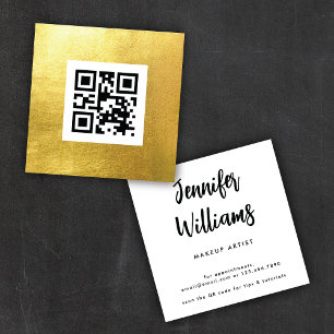 QR Code Elegant und Modernes Gold Quadratische Visitenkarte