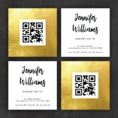 QR Code Elegant und Modernes Gold Quadratische Visitenkarte