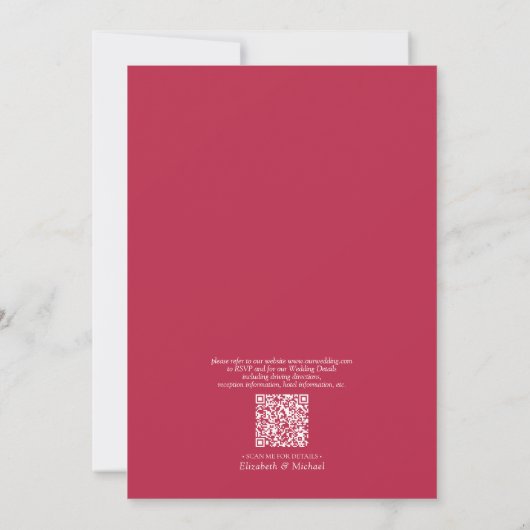 QR Code Elegant Vivid Magenta Monogram Wedding Einladung (Rückseite)