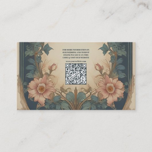 QR Code Elegante Arch Art Nouveau Hochzeit Begleitkarte (Vorderseite)