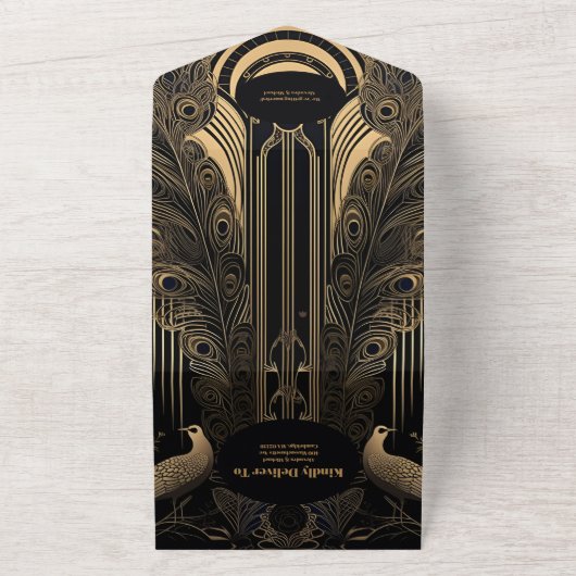 QR Code Elegante Art Deco All In One Einladung (Außenbereich)