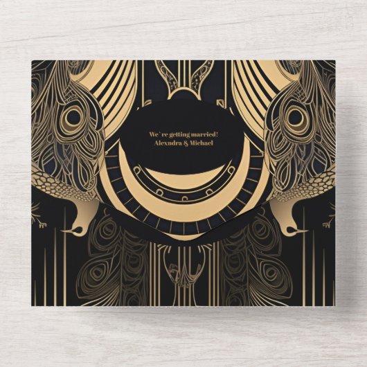 QR Code Elegante Art Deco All In One Einladung (Rückseite)