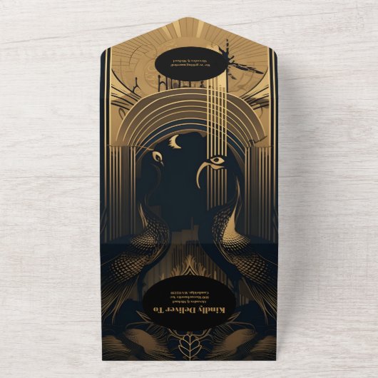 QR Code Elegante Art Deco All In One Einladung (Außenbereich)