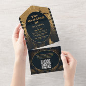 QR Code Elegante Art Deco All In One Einladung (Abreißen)