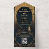 QR Code Elegante Art Deco All In One Einladung (Innen Boden)