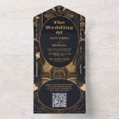 QR Code Elegante Art Deco All In One Einladung (Innen Boden)
