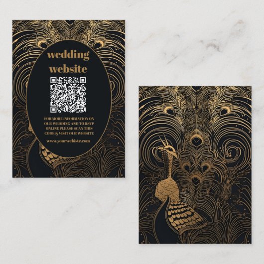 qr code Elegante Art Deco Begleitkarte (Vorne/Hinten)