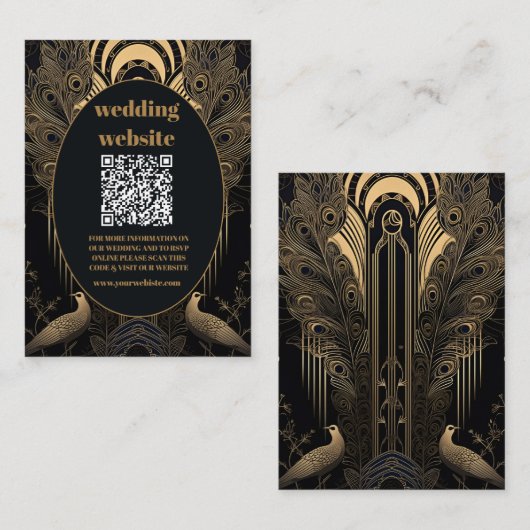 qr code Elegante Art Deco Begleitkarte (Vorne/Hinten)