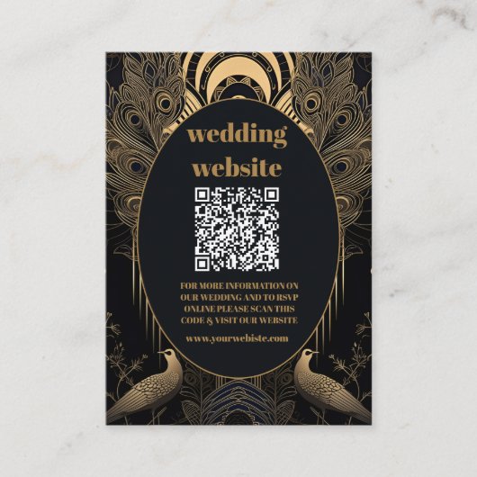 qr code Elegante Art Deco Begleitkarte (Vorderseite)
